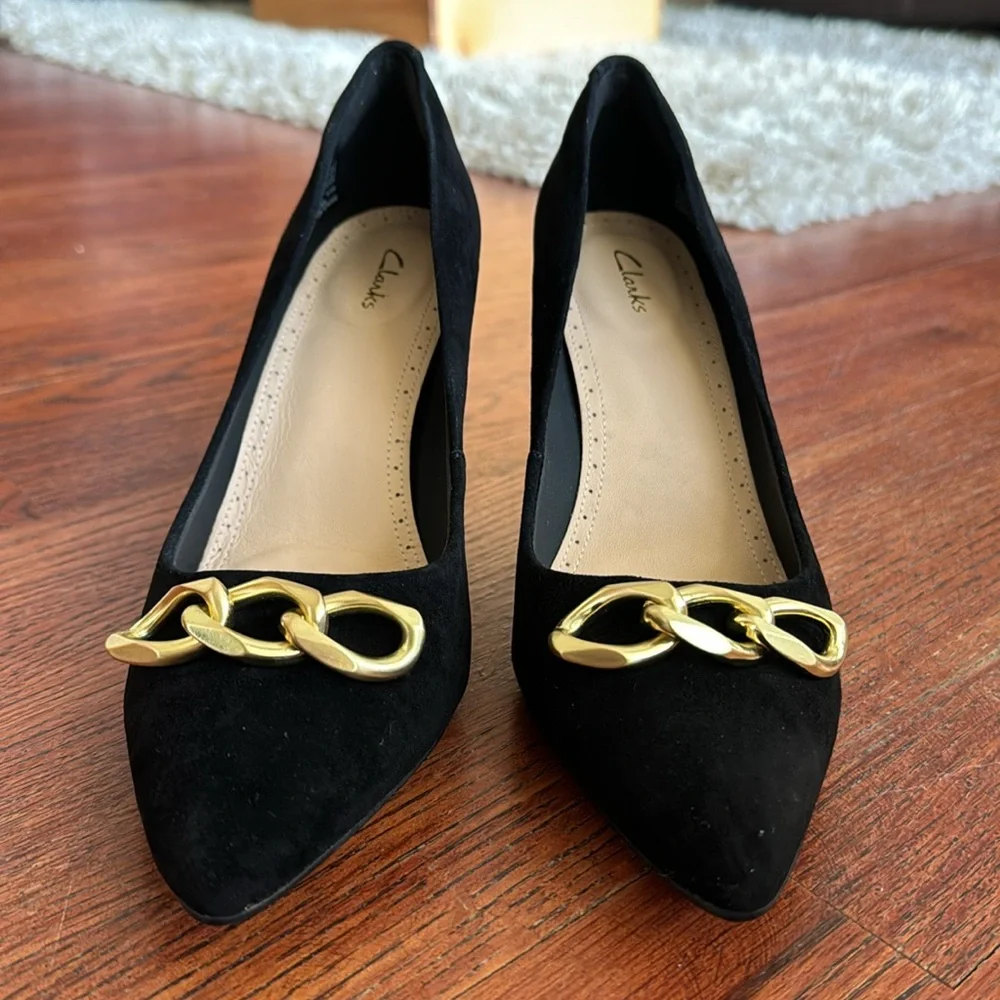 Clarks Black Suede Pumps - Picture 3 of 7
